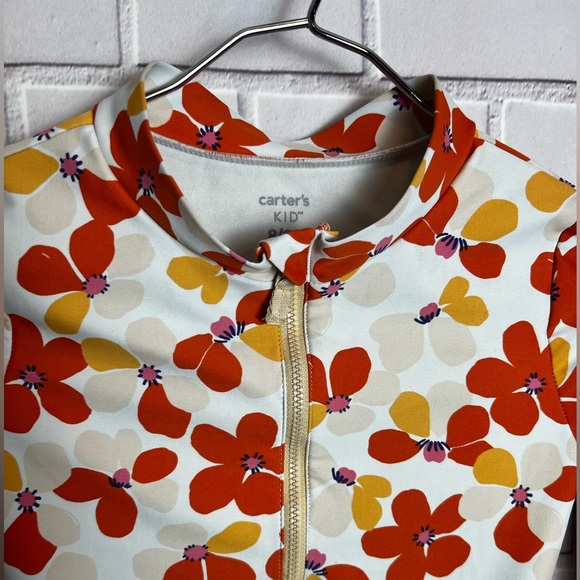 Carter's girls Swim Floral Rash Guard - Red and Yellow/size 8/8A - Picture 4 of 7